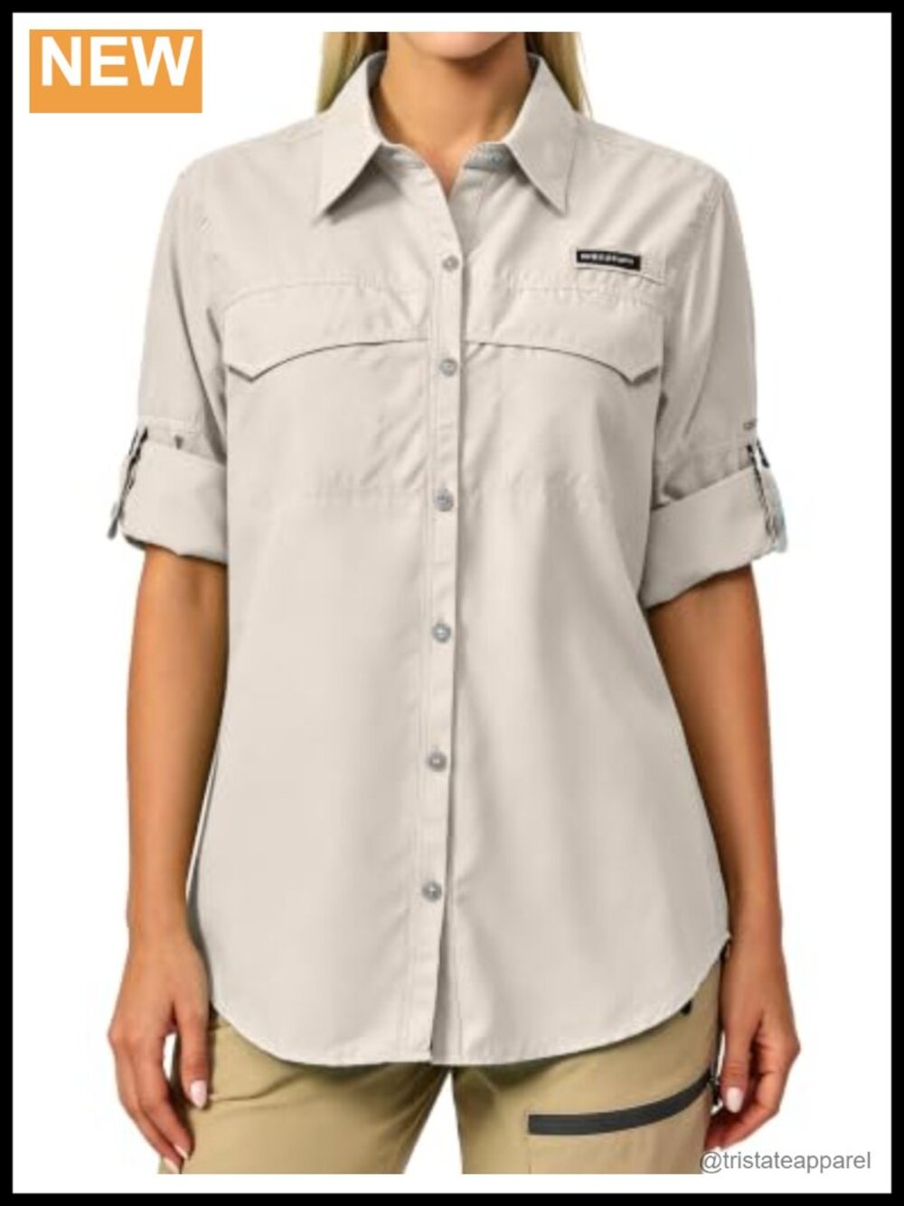 Women's UPF 50+ Long Sleeve Button Down Fishing Shirt Polyester Quick Dry